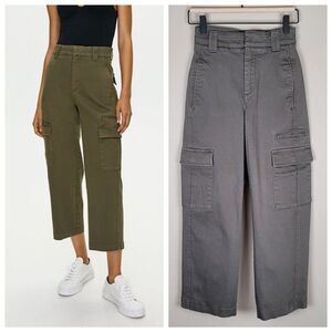 The Group Babaton Size 00 Athena Pant Crop Wide Leg High Rise Cargo Olive Green